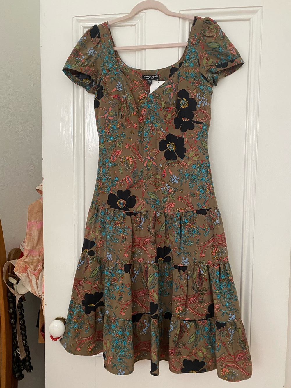 100% silk betsey Johnson y2k floral midi dress